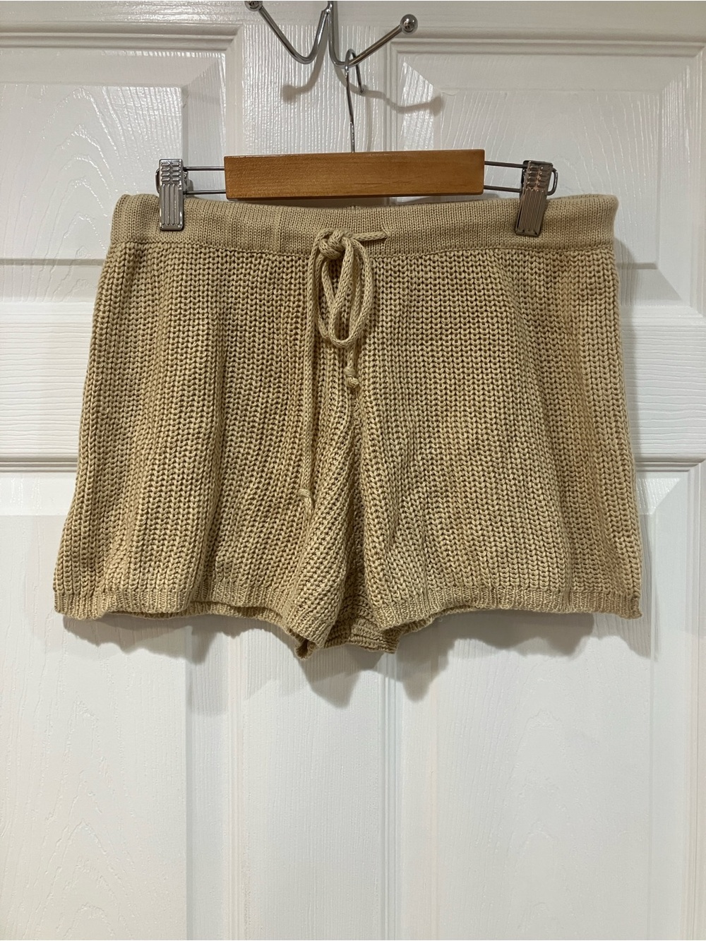 Women's Knit Drawstring Athletic Shorts in Tan